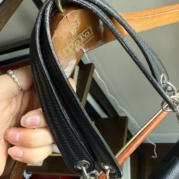 Furla Black Leather Shoulder Bag with Chain Straps - Picture 9 of 9